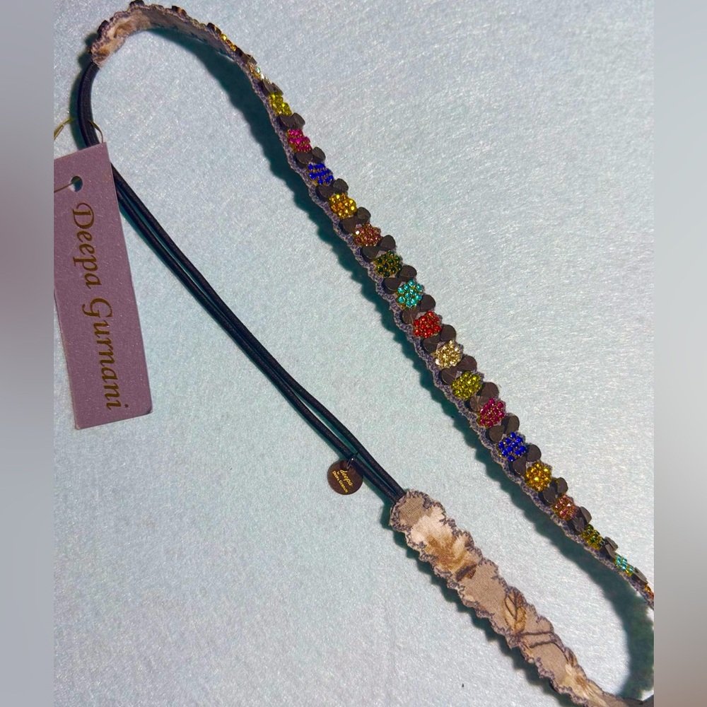 Headband thin multicolor hand sewn by artisans comfortable elastic band